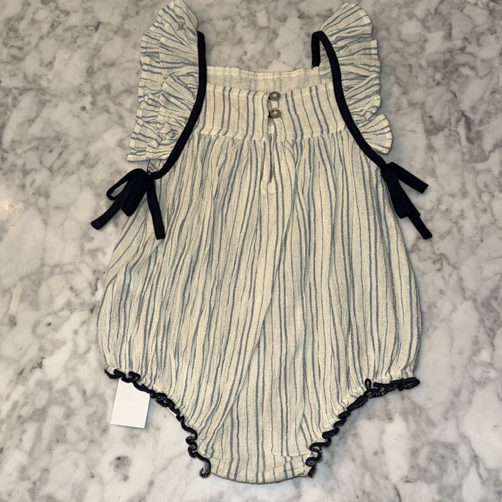 NWT Pink Chicken Striped Bubble Romper - Picture 4 of 7